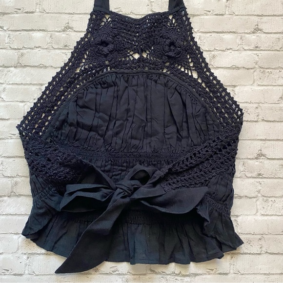 Free People Navy Blue Ellie Crochet Halter Top - Picture 7 of 7